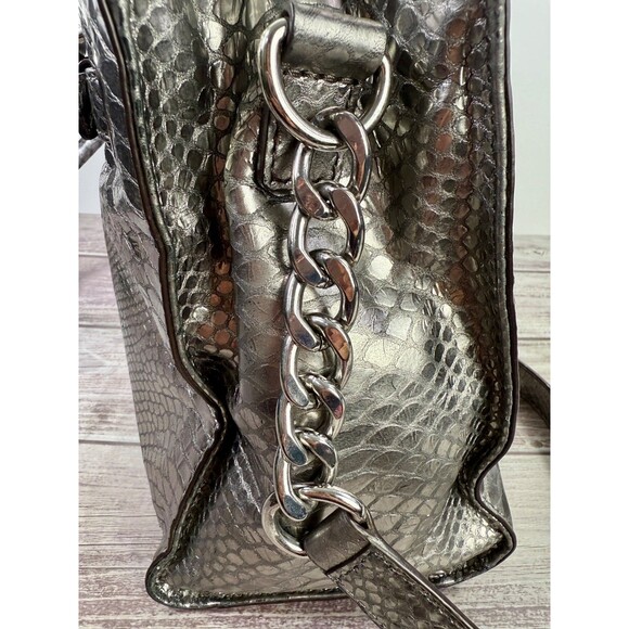 MICHAEL KORS Large Hamilton Gray Luxury Embossed Leather Satchel Shoulder Bag - Picture 6 of 17